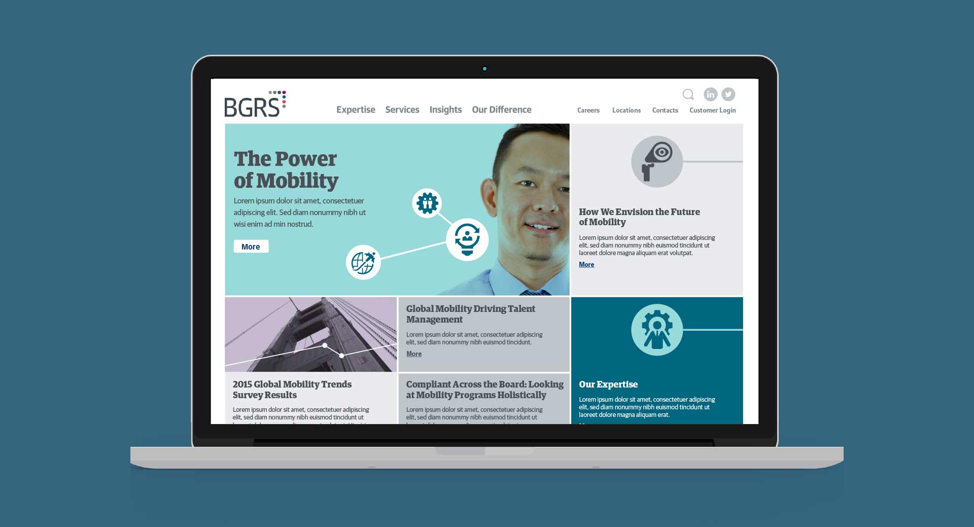 bgrs branding web content as shown on laptop