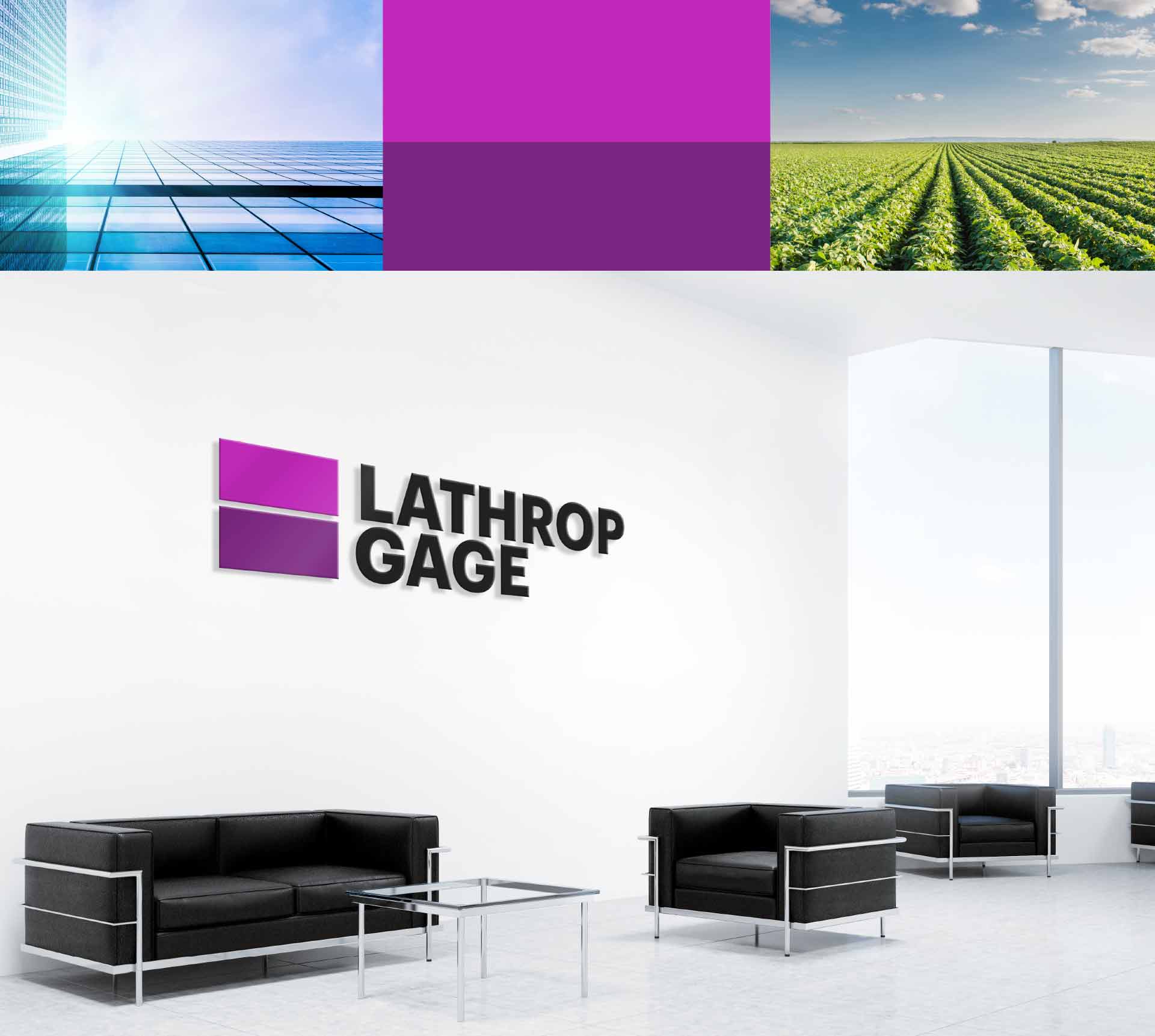 lathrop gage waiting room with skybean field and sky scraper image