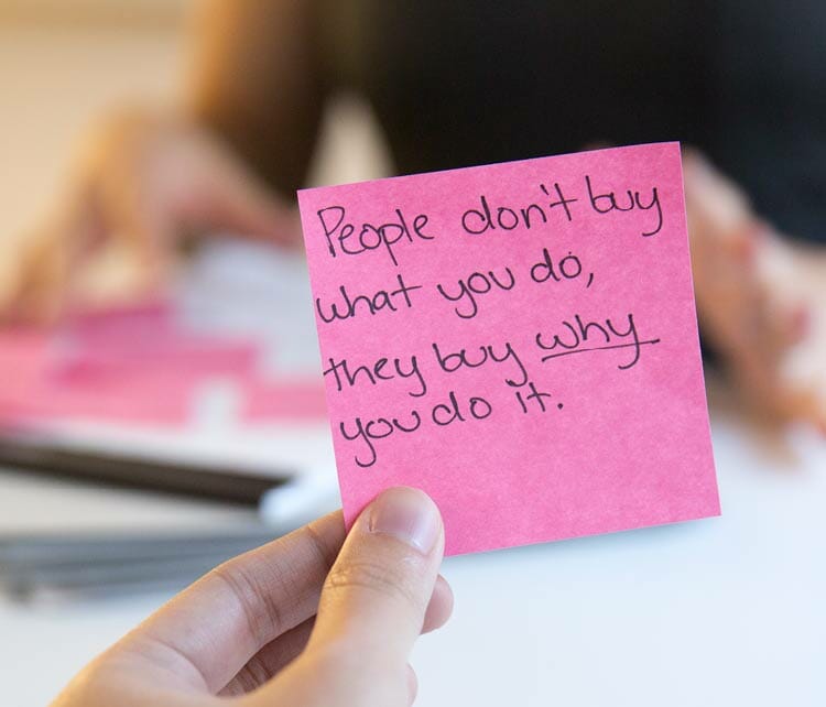 People don't buy what you do. They buy why you do it.