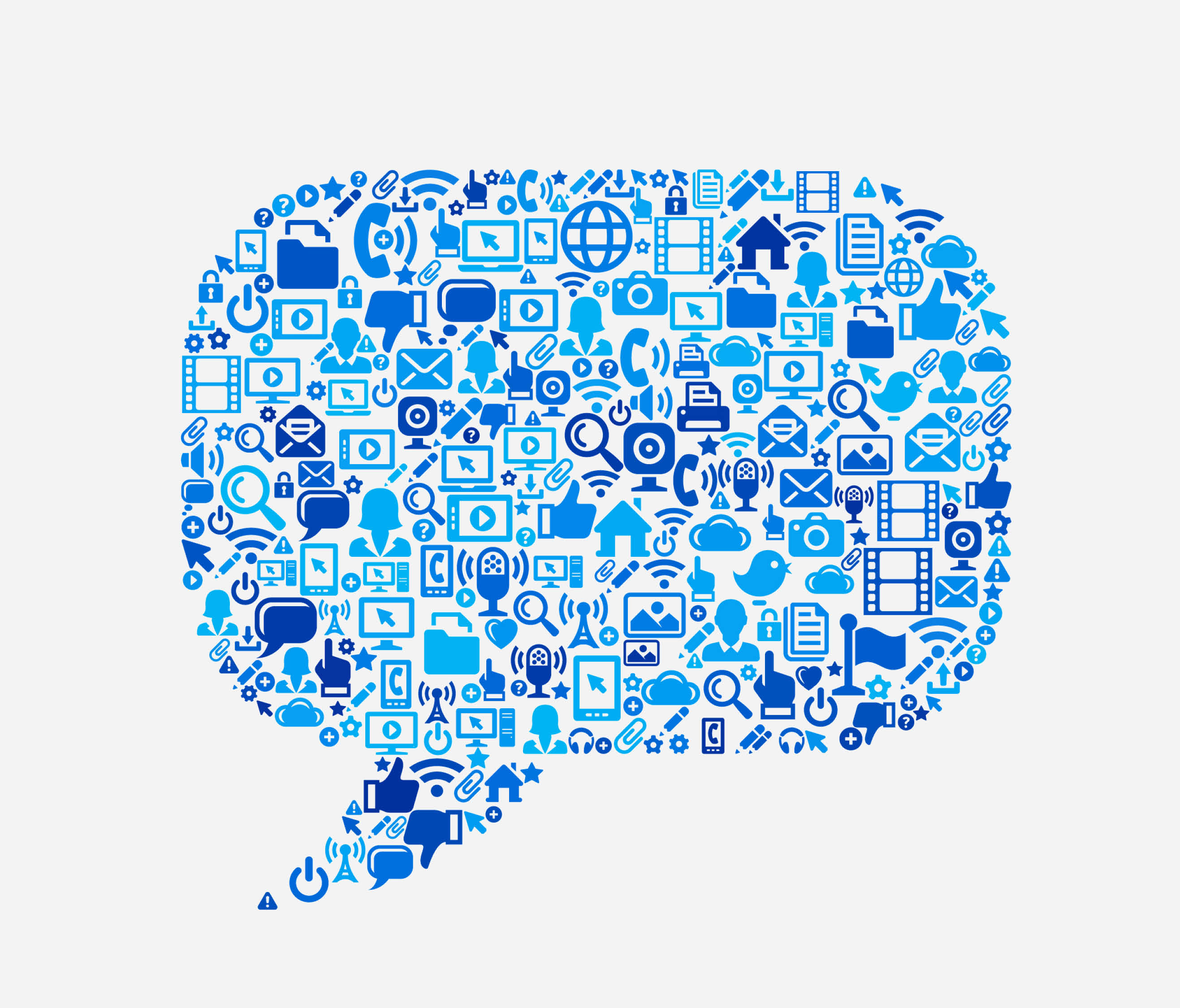 comment bubble made out of blue icons