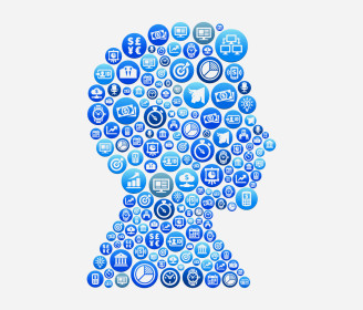 profile made out of blue icons