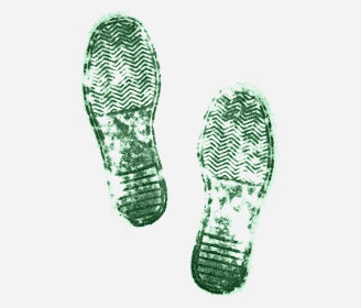 green shoe prints