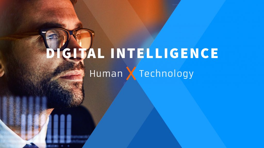 man with glasses overlaid print reads "digital intelligence"