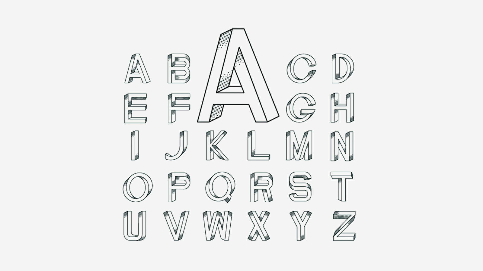 Alphabet in font
