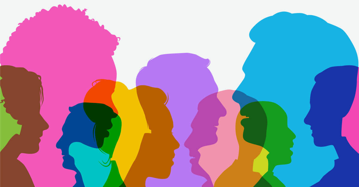 colorful profiles of people talking